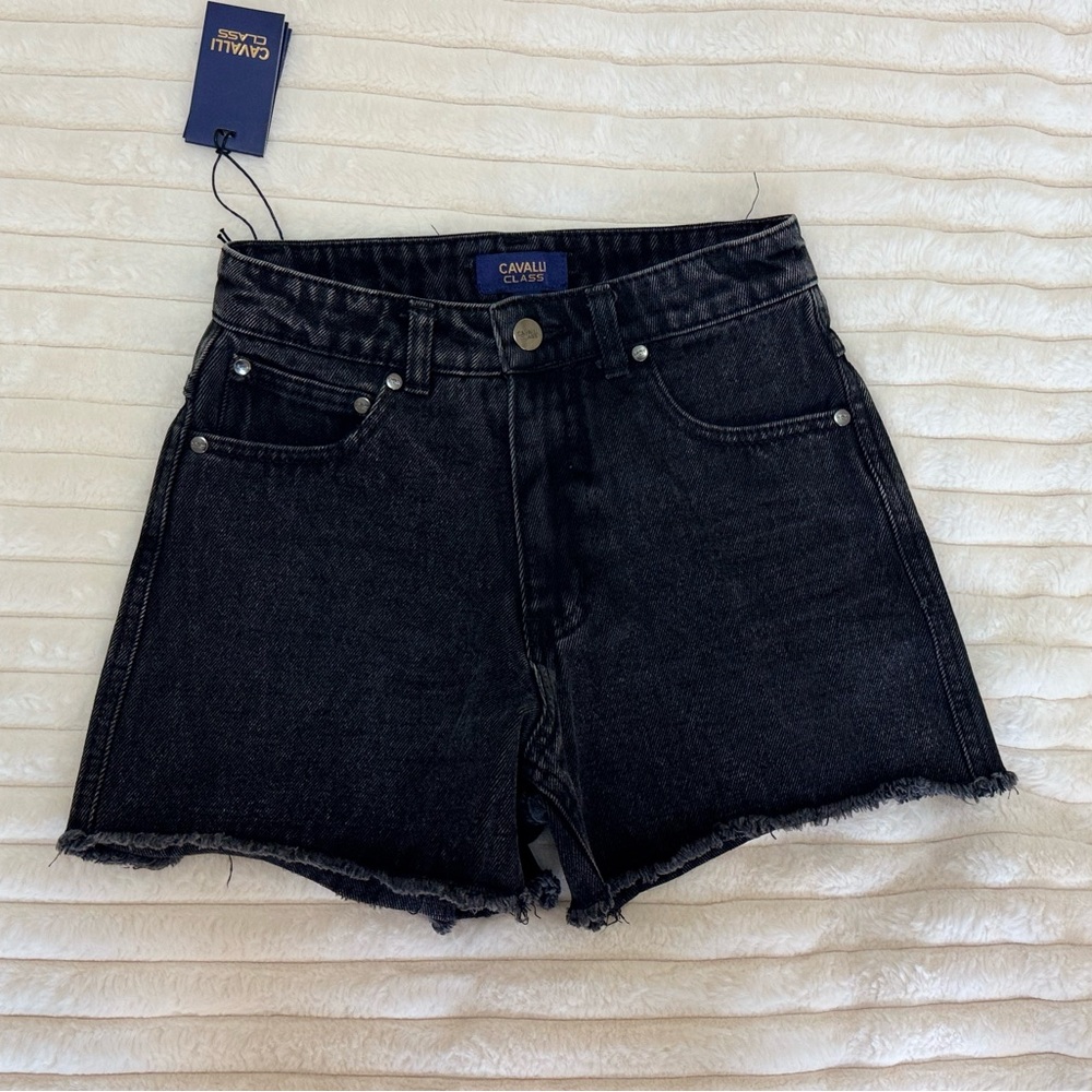 Cavalli Class Black Jean Shorts